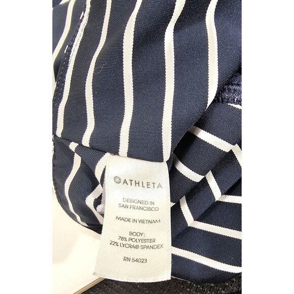 Athleta Womens Leggings Contender Powerlift 7/8 Pockets Navy Striped Yoga Gym XS - Picture 4 of 16